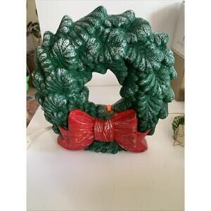 Vtg Nowells Molds Ceramic Christmas Wreath With Single Light 1991 Lighted Unique